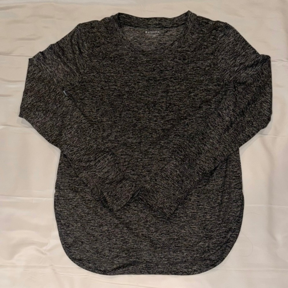 Athleta Uptempo Long Sleeve Small Shirt Tunic Marled Black‎ Gray Gym Athletic